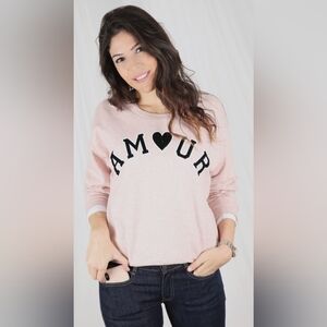 H&M Amour Light Pink Heart Sweatshirt Size XS